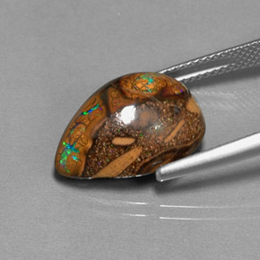 Opala de Pedra Multicolorido Natural 10.40ct, Formato de pêra, Opaco