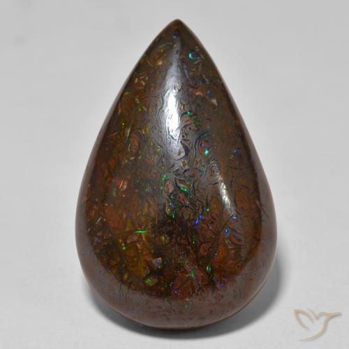 Opala boulder multicolorido natural 20,74ct, formato de pêra, opaco