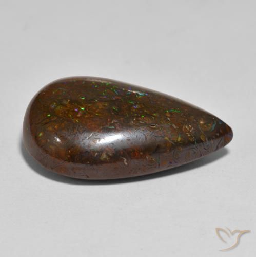 Opala boulder multicolorido natural 20,74ct, formato de pêra, opaco