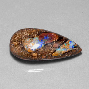 Opala boulder multicolorido natural 24,40ct, formato de pêra, opaco