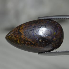 Opala boulder multicolorido natural 17,27ct, formato de pêra, opaco