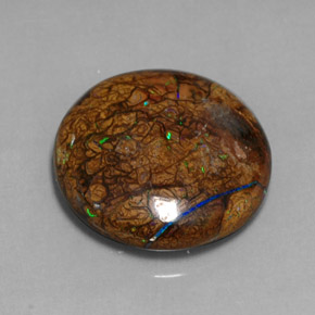 Opala boulder multicolorido natural 16,69ct, corte redondo, opaco