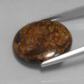 Opala boulder multicolorido natural 16,69ct, corte redondo, opaco