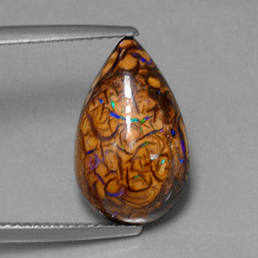 Opala de Pedra Multicolorido Natural 6.89ct, Formato de pêra, Opaco