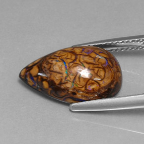 Opala de Pedra Multicolorido Natural 6.89ct, Formato de pêra, Opaco