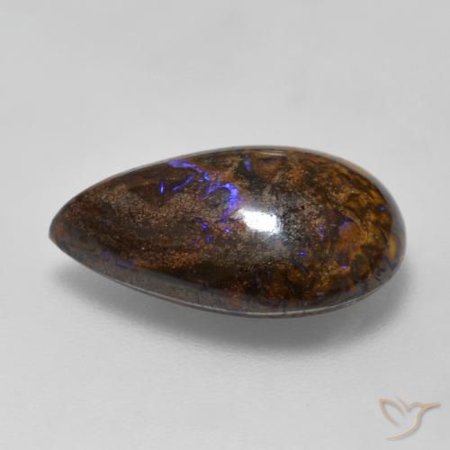 Opala de Pedra Multicolorido Natural 7.81ct, Formato de pêra, Opaco