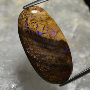 Opala boulder multicolorido natural 17,33ct, corte oval, opaco