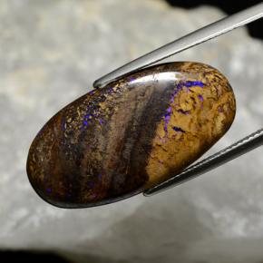 Opala boulder multicolorido natural 17,33ct, corte oval, opaco