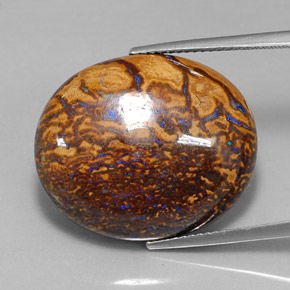Opala boulder multicolorido natural 34,21ct, corte oval, opaco