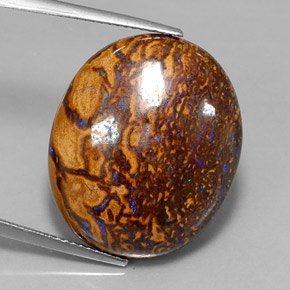 Opala boulder multicolorido natural 34,21ct, corte oval, opaco