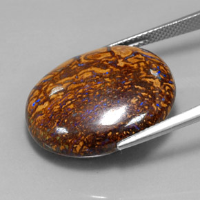 Opala boulder multicolorido natural 34,21ct, corte oval, opaco