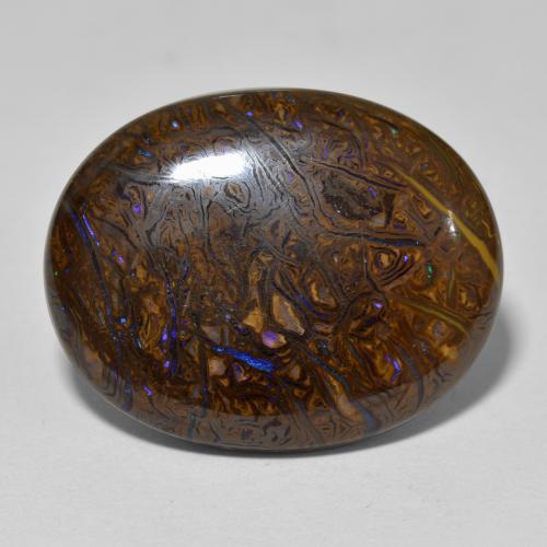 Opala boulder multicolorido natural 22,16ct, corte oval, opaco