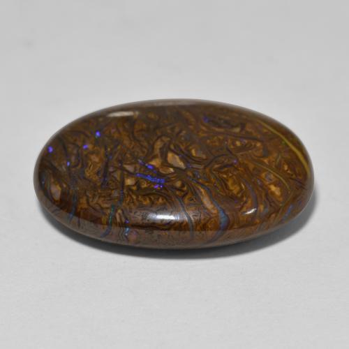 Opala boulder multicolorido natural 22,16ct, corte oval, opaco