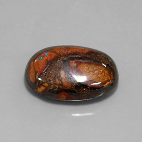 Opala boulder multicolorido natural 18,34ct, corte oval, opaco