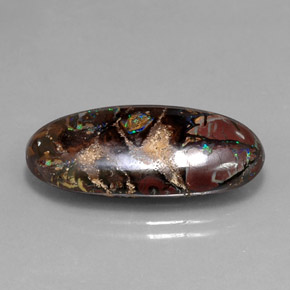 Opala boulder multicolorido natural 19,54ct, corte oval, opaco