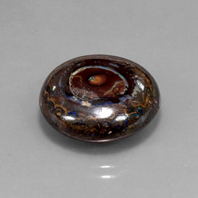 Opala boulder multicolorido natural 18,71ct, corte redondo, opaco