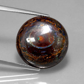 Opala boulder multicolorido natural 18,71ct, corte redondo, opaco