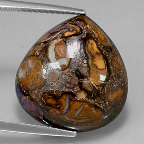 Opala boulder multicolorido natural 18,14ct, formato de pêra, opaco