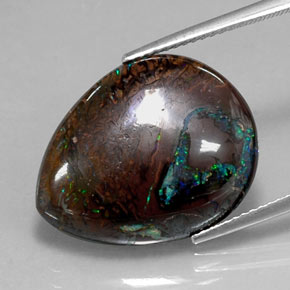 Opala boulder multicolorido natural 16,29ct, formato de pêra, opaco