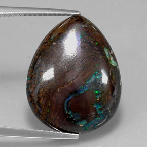 Opala boulder multicolorido natural 16,29ct, formato de pêra, opaco
