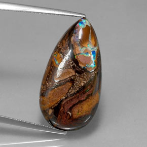 Opala de Pedra Multicolorido Natural 14.68ct, Formato de pêra, Opaco