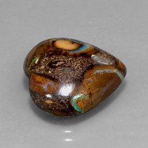 Opala boulder multicolorido natural 14,96ct, formato de coração, opaco