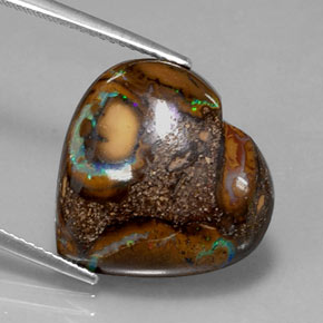 Opala boulder multicolorido natural 14,96ct, formato de coração, opaco