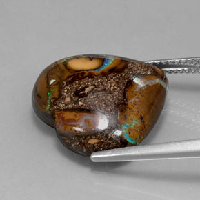 Opala boulder multicolorido natural 14,96ct, formato de coração, opaco