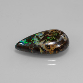 Opala boulder multicolorido natural 7,90ct, formato de pêra, opaco