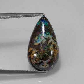 Opala boulder multicolorido natural 7,90ct, formato de pêra, opaco