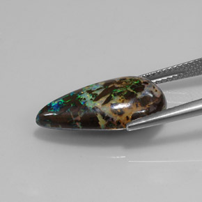 Opala boulder multicolorido natural 7,90ct, formato de pêra, opaco