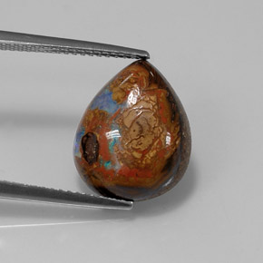 Opala boulder multicolorido natural 6,43ct, formato de pêra, opaco