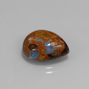 Opala boulder multicolorido natural 6,43ct, formato de pêra, opaco