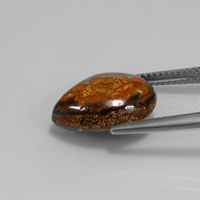 Opala boulder multicolorido natural 6,43ct, formato de pêra, opaco