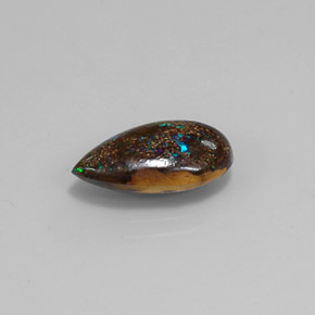 Opala boulder multicolorido natural 4,03ct, formato de pêra, opaco