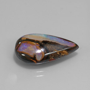 Opala boulder multicolorido natural 10,99ct, formato de pêra, opaco