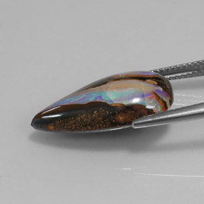 Opala boulder multicolorido natural 10,99ct, formato de pêra, opaco