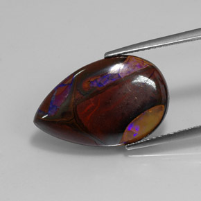 Opala boulder multicolorido natural 11,70ct, formato de pêra, opaco