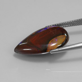 Opala boulder multicolorido natural 11,70ct, formato de pêra, opaco