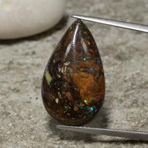 Opala boulder multicolorido natural 10,52ct, formato de pêra, opaco