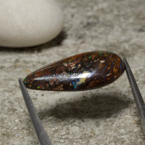 Opala boulder multicolorido natural 10,52ct, formato de pêra, opaco