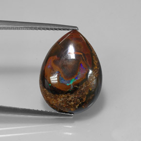 Opala boulder multicolorido natural 10,14ct, formato de pêra, opaco