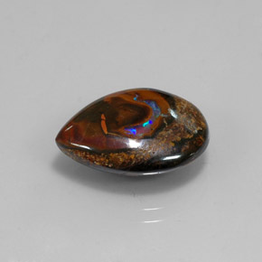 Opala boulder multicolorido natural 10,14ct, formato de pêra, opaco