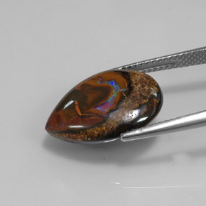 Opala boulder multicolorido natural 10,14ct, formato de pêra, opaco