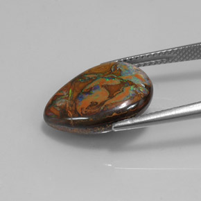 Opala boulder multicolorido natural 8,30ct, formato de pêra, opaco