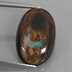 Opala boulder multicolorido natural 7,78ct, corte oval, opaco