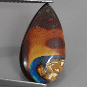 Opala boulder multicolorido natural 4,35ct, formato de pêra, opaco