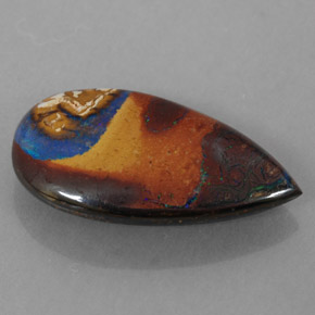 Opala boulder multicolorido natural 4,35ct, formato de pêra, opaco
