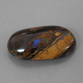 Opala boulder multicolorido natural 5,89ct, corte oval, opaco