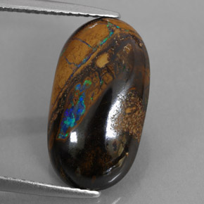 Opala boulder multicolorido natural 5,89ct, corte oval, opaco